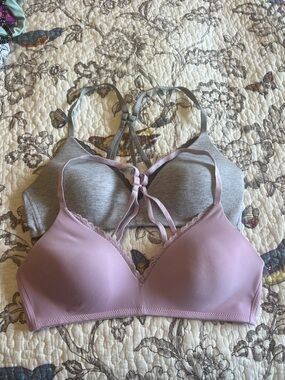 aerie Wireless Lace-Trim Bras in Lavender and Heather Gray